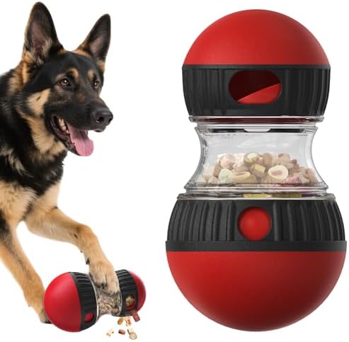 BSISUERM Dog Food Dispensing Puzzle Toy Adjustable Treat Dispenser Slow Feeder Pet Interactive Chase Toy Dog Enrichment Ball for Medium Large Dogs to Keep Them Busy, Extra Large by BSISUERM