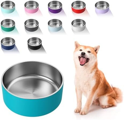 WENBOKMIN Dog Bowl, Stainless Steel Food and Water Bowl, 64oz, Lake Blue | Non Slip Quiet Bottom, Easy to Clean, Dishwasher Safe by Wenbokmin