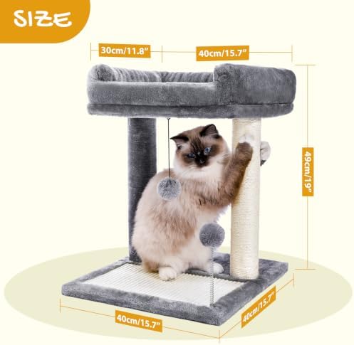 PAWZ Road Cat Scratching Post with Bed, Small Cat Tower with Pad & Ball - Image 6