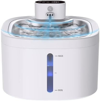 Cat Water Fountain Wireless: 118oz/3.5L Battery Operated Pet Water Fountain for Cats Indoor with Motion Sensor, Quiet Automatic Fountain with Stainless Steel Tray(2Filters) by Jaojcoe