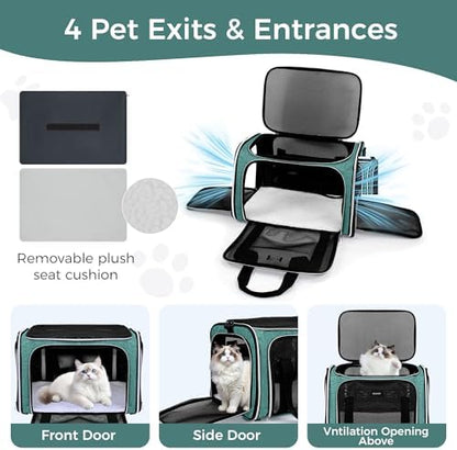 BAGLHER Pet Travel Carrier, Cat Carriers Dog Carrier for Small Medium Cats Dogs Puppies, Airline Approved Small Dog Carrier Soft Sided, Collapsible Puppy Carrier. Green - Image 4