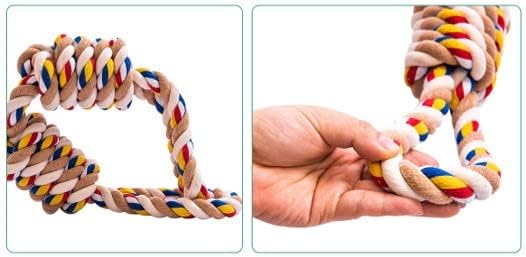 PawfectPals Indestructible Tough Twisted Dog Chew Rope Toy Teething and Tug of War for Large Dogs (Double Grip Loops and Knots)