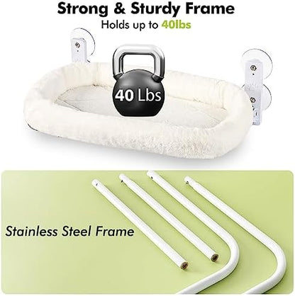 AMOSIJOY Cordless Cat Window Perch, Window Hammock for Cats with 4 Strong Suction Cups, Solid Metal Frame and Soft Cover, Indoor Cat Bed (Pack of 2) - Image 6