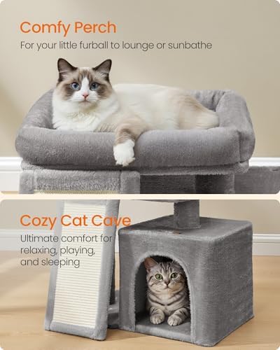 Feandrea Cat Tree, 18.3-in Small Cat Tower, Cute Kittens Condo, Dove Gray - Image 4