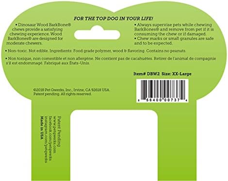 Pet Qwerks Dinosaur BarkBone - Wood Dog Bone for Moderate Chewers - Peanut Butter Flavor - 9.75" - Image 2