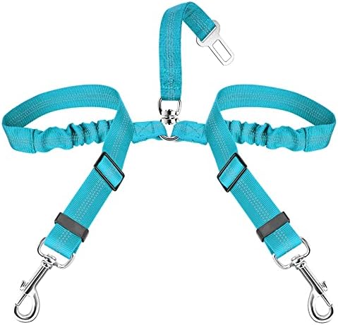 SlowTon Double Dog Seat Belt for Car with Elastic Bungee Buffer, Adjustable by SlowTon