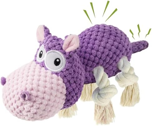 TOOPTATE Hippo Squeaky Dog Toy, Purple, Medium by TOOPTATE