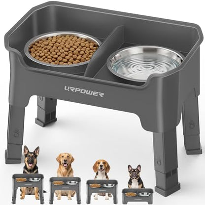 URPOWER Mess Proof Elevated Dog Bowls, Splash Guard Raised Bowl Stand by URPOWER