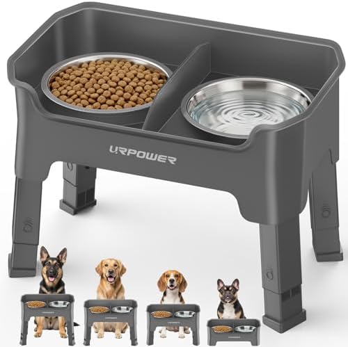 URPOWER Mess Proof Elevated Dog Bowls, Splash Guard Raised Bowl Stand by URPOWER