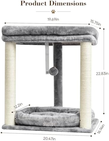SYANDLVY Small Cat Tree with 2-Tier Perch Platforms, Scratching Post Tower - Image 3