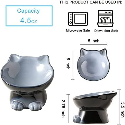 Nihow Elevated Cat Bowls,5 Inch Ceramic Raised Cat Food Bowl for Feeding - Image 2