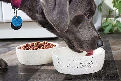 Pearhead Ceramic Dog Bowl - Woof Speckled Pet Food & Water Dish, 20 oz - Image 6
