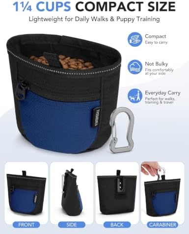 1¼-Cup Magnetic Closures Dog Training Treat Pouch with Clip (Blue) - Image 2