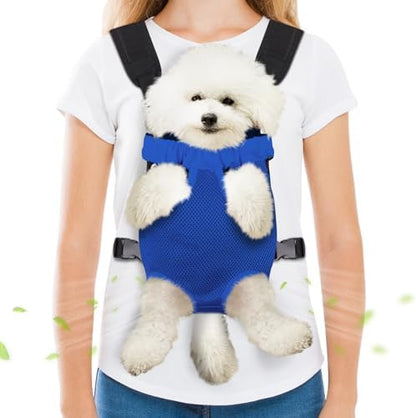 Pet Carrier Backpack, Hands-Free Adjustable Dog Front Carrier Legs Out & Easy-Fit Dog Backpack Carrier for Hiking Camping Traveling Cycling for Small Dogs and Rabbits (Medium, Blue) by Hpetppy