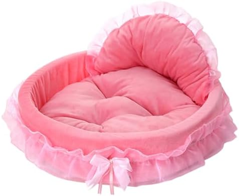 Pink Dog Bed Washable Princess Cat Couch Soft Plush Pet Sofa Nest Mat Snuggle Kitten Puppy Cave Beds Cute Cozy Kitten Doggy Kennel Cushion Small Medium Dogs Cats Sleeping Pad (S, Pink) by pawstrip
