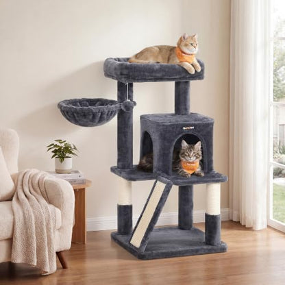 Feandrea Cat Tree, 37.8-Inch Tall Cat Tower, Multi-Level Condo, Smoky Gray - Image 2