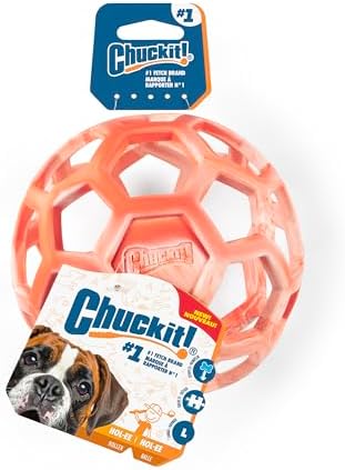 Chuckit! Holee Roller Dog Treat Puzzle Ball, Large (3"), Orange – Interactive Treat & Chew Puzzle Toy for Dogs 60–100 lb – Durable Rubber Fetch Ball for Mental Stimulation – Pack of 1 - Image 2