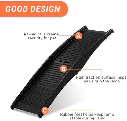 60 inch Folding Dog Ramp for Car, Tri-Fold 60" Long Folding Portable Pet Stair Ramp with Non-Slip Rug Surface, Extra Wide Dog Steps for Medium & Large Dogs Up to Enter a Car, SUV & Truck - Image 6