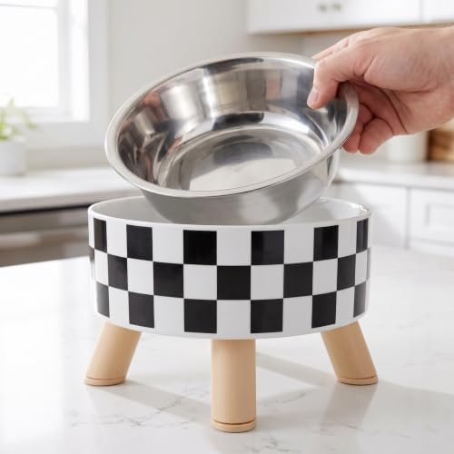 COLLBATH Elevated Cat Bowl Cat Food Bowl with Raised Feet Anti Vomit Feeding Dish for Neck Support Smooth Wide Mouth Microwave and Dishwasher Safe 5.31 X 5.31 X 1.96 in 1 Pack - Image 4