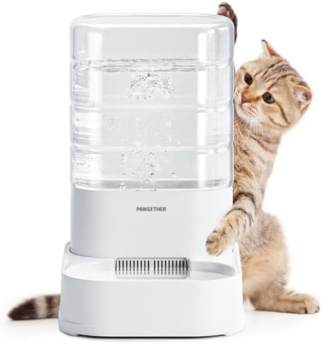 PAWGETHER® Automatic Cat Water Dispenser with 1 Filter Gravity Water Bowl for Dogs, 1 Gallon/3.5L Dog Water Bowl Dispenser, Cat Waterer, Easy to Fill by PAWGETHER