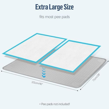 Pee Pad Holder for Dogs 40''x28'' Silicone Puppy Pee Pad Tray, Light Grey - Image 2