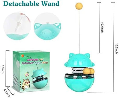 SUJAYU Cat Toy Funny Tumbler Interactive Ball, Treat Dispenser Automatic No-Electronic Move, More Exercise for Indoor Cats Kittens, Cat Self-Play IQ Traning Treat Toy Ball, Blue - Image 2