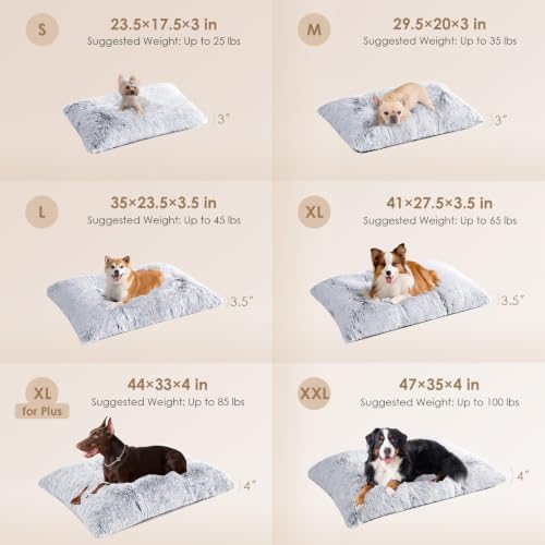 EHEYCIGA Fluffy Dog Crate Bed for Small Dogs, Plush Crate Pad, Grey - Image 2