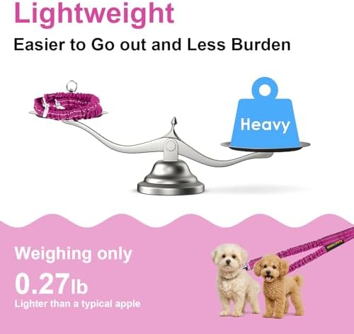 MingXpet 2 Dog Leash, Dog Leash for 2 Dogs, 360° Swivel No Tangle Double Walking Training Leashes for Small Dogs, Comfortable Shock Absorbing Reflective Bungee, Rose - Image 6