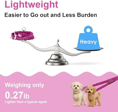 MingXpet 2 Dog Leash, Dog Leash for 2 Dogs, 360° Swivel No Tangle Double Walking Training Leashes for Small Dogs, Comfortable Shock Absorbing Reflective Bungee, Rose - Image 6