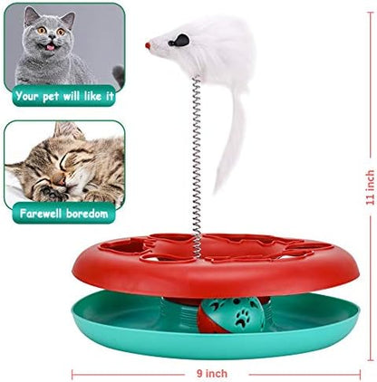 Pawzone Cat Toys, Cat Toys for Indoor Cats,Interactive Kitten Toys Roller Tracks with Catnip Spring Pet Toy with Exercise Balls Teaser Mouse (red) - Image 5