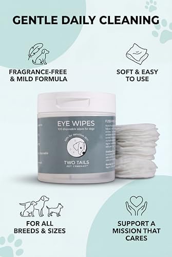 Two Tails Dog Eye Wipes, Fragrance-Free, 100 Disposable Wipes - Image 3