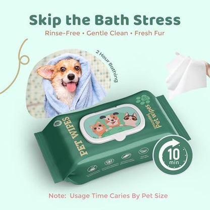 NAVZA® Pet Wipes for Dogs & Cats, 200 Count (2 x 100 Packs), Hypoallergenic Unscented Grooming Wipes for Paws, Butt & Body, Rinse-Free Dog Wipes Daily Cleaning for Sensitive Skin, 20 x 20 cm - Image 3