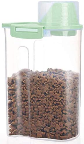 Pet Food Storage Container with Graduated Cup and Seal Buckles Food Dispenser for Dogs Cats (Green) by PISSION