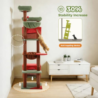 69" Tall Cat Tree for Indoor Cats Large Adult, Multi-Level Cat Tower - Image 7