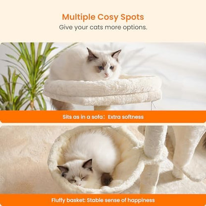 Heybly Cat Tree with Cat Self Groomer Brush, 42.5 inch HCT005SM - Image 5