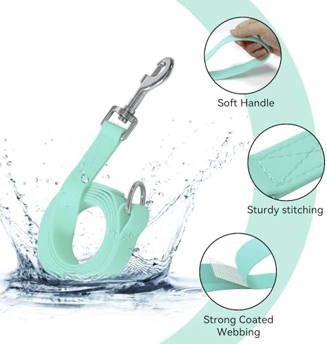 Waterproof Dog Leash, 5/6 FT Durable Odor-Proof Dog Leashes with Strong Metal Hooks Fits Small Medium or Large Dogs (Mint Green, 6FT - 1 inch Width) - Image 2