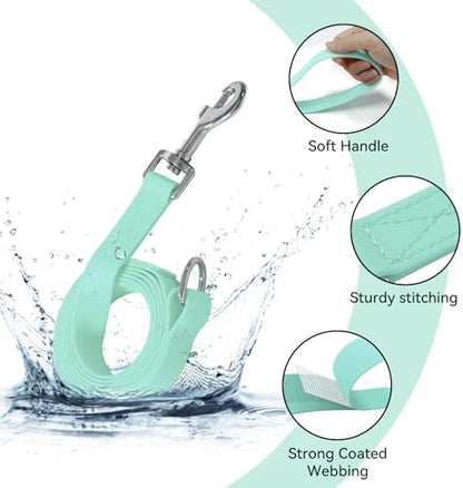Waterproof Dog Leash, 5/6 FT Durable Odor-Proof Dog Leashes with Strong Metal Hooks Fits Small Medium or Large Dogs (Mint Green, 6FT - 1 inch Width) - Image 2