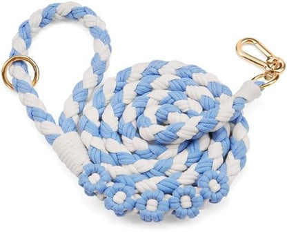 5FT Braided Cotton Rope Leash for Small, Medium and Large Dogs,Blue & White Color by Panda+Jianghu