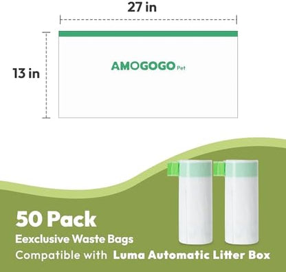 50 Pack Litter Box Liners, Compatible with PETLIBRO Luma Automatic Litter Box, Large Capacity Waste Bin Liners, Heavy Duty, Leakproof, Thick Drawstring Trash Bags, 27.2" x 13" - Image 5