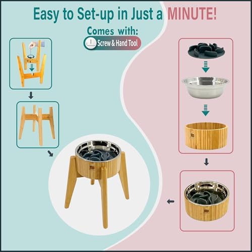 Slow Feeder Dog Bowl for Large Dogs - Elevated Food Stand, Collapsible - Image 6