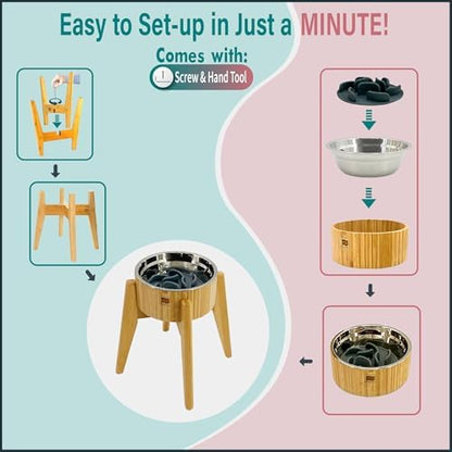 Slow Feeder Dog Bowl for Large Dogs - Elevated Food Stand, Collapsible - Image 6