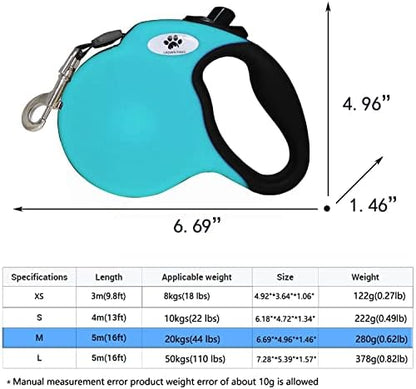 16 ft Retractable Dog Leash for Large Dogs up to 44 lbs,Tangle-Free Nylon Tape,Blue Dan M - Image 2