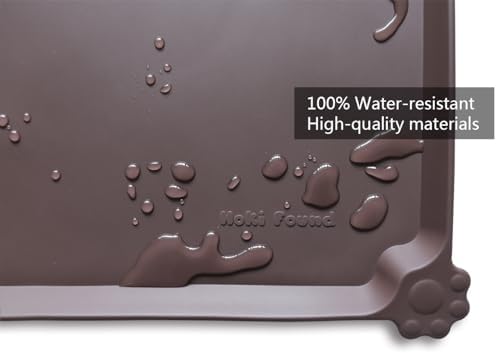 Hoki Found Silicone Pet Food Mats Tray - High-Lips Pet Dog Cat Bowl Mats - Pet Feeding Mat - Waterproof Dog Cat Food Mats -Pet Water Mats for Floors - Dark Oak - Image 3