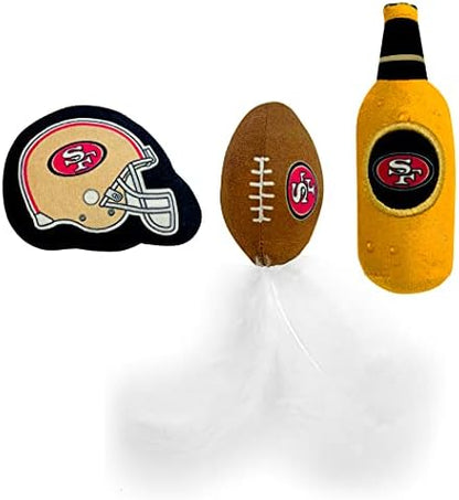 BEST PLUSH CAT TOY NFL SAN FRANCISCO 49ERS Complete Set of 3 piece Cat Toys filled with Fresh Catnip. Includes: 1 Helmet Cat Toy, 1 Football Cat Toy with Feathers & 1 Beer Bottle. Beautiful Team LOGOS - Image 6