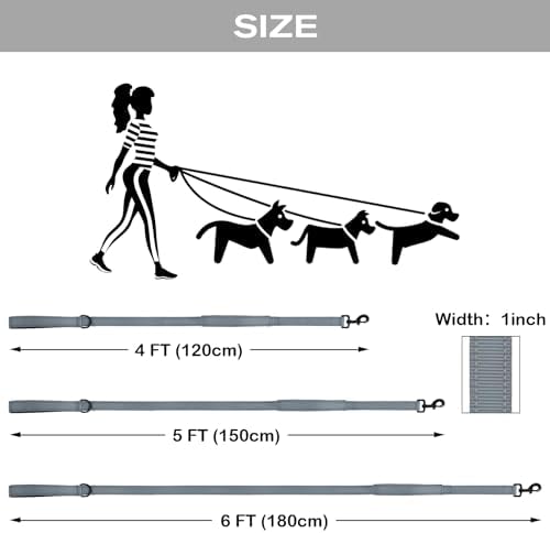 Joytale Dog Leash for Large Dogs that Pull, Double Handle, 5FT, Gray - Image 6