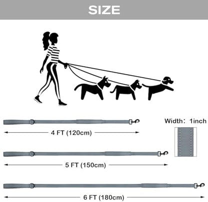 Joytale Dog Leash for Large Dogs that Pull, Double Handle, 5FT, Gray - Image 6