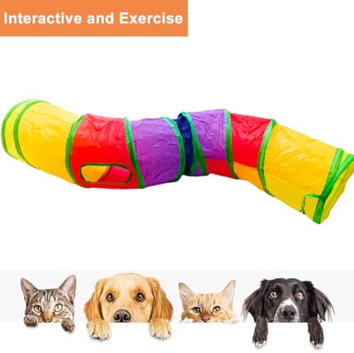 Cat Tunnel, Cat Tunnels for Indoor Cats, S-Shape Foldable Cats Cave - Image 5