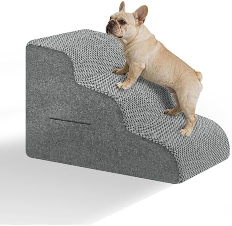 Dog Stairs for Bed & Couch, 15.7"H 3-Step Pet Steps for Small & Senior Dogs by COLDHUNTERBEDING