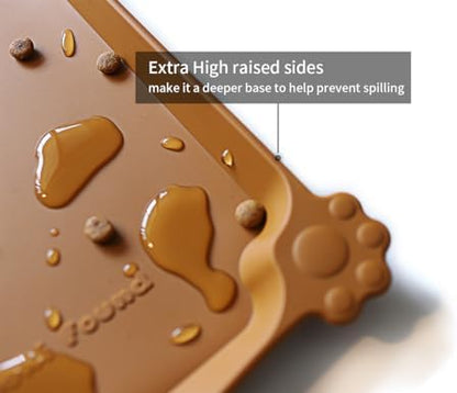 Hoki Found Silicone Pet Food Mats Tray - High-Lips Pet Dog Cat Bowl Mats - Dog Pet Cat Feeding Mat - Waterproof Dog Cat Food Mats -Pet Water Mats for Floors - Butterscotch - Image 2