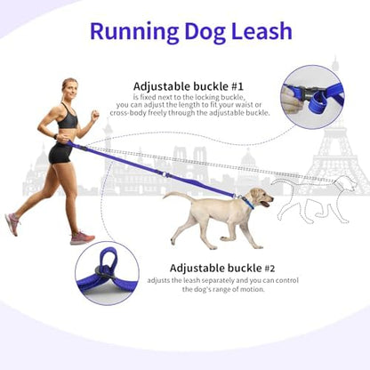 Hands Free Dog Leash by Kazazoo, Adjustable 6-9 FT Waist & Crossbody Leash with Quick Off Buckle, Reflective Stitches for Walking, Jogging,Medium to Large Dogs Blue-L - Image 6